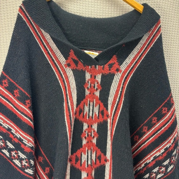 Vtg 70’s Sturbridge by Roosevelt Southwestern Knit Shawl Poncho Tribal One Size - Picture 5 of 10